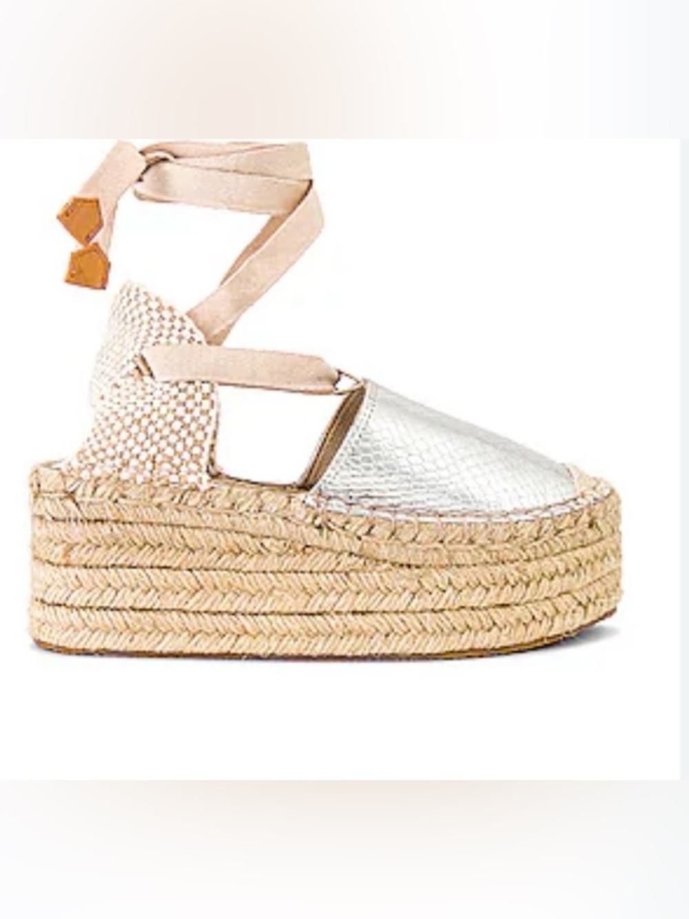 SCHUTZ Silver and Tan Espadrilles